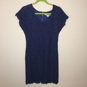DVF Wanda Lace Dress in Navy